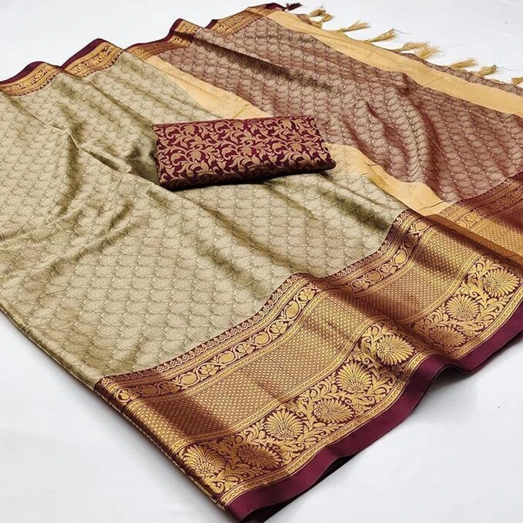 MAHADEV ENTERPRISE Woven, Self Design Banarasi Silk Blend, Cotton...more - Image 4