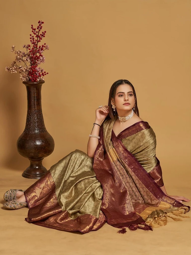 MAHADEV ENTERPRISE Woven, Self Design Banarasi Silk Blend, Cotton...more - Image 3