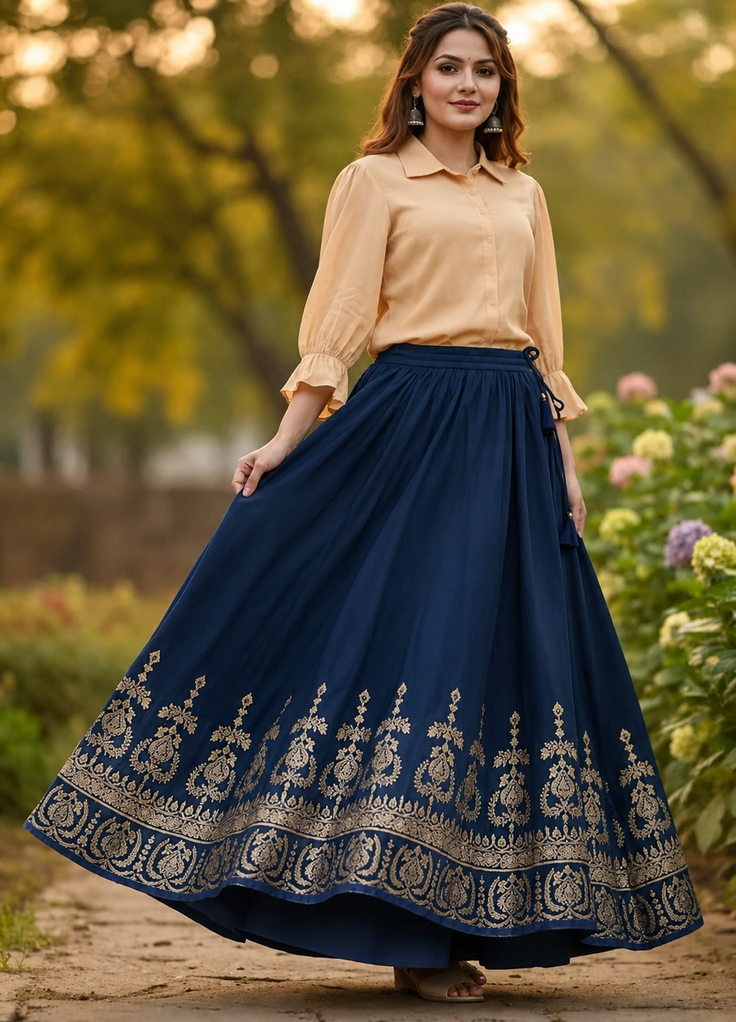 ALPHENIC Women Solid, Printed Regular Black Skirt - Image 4