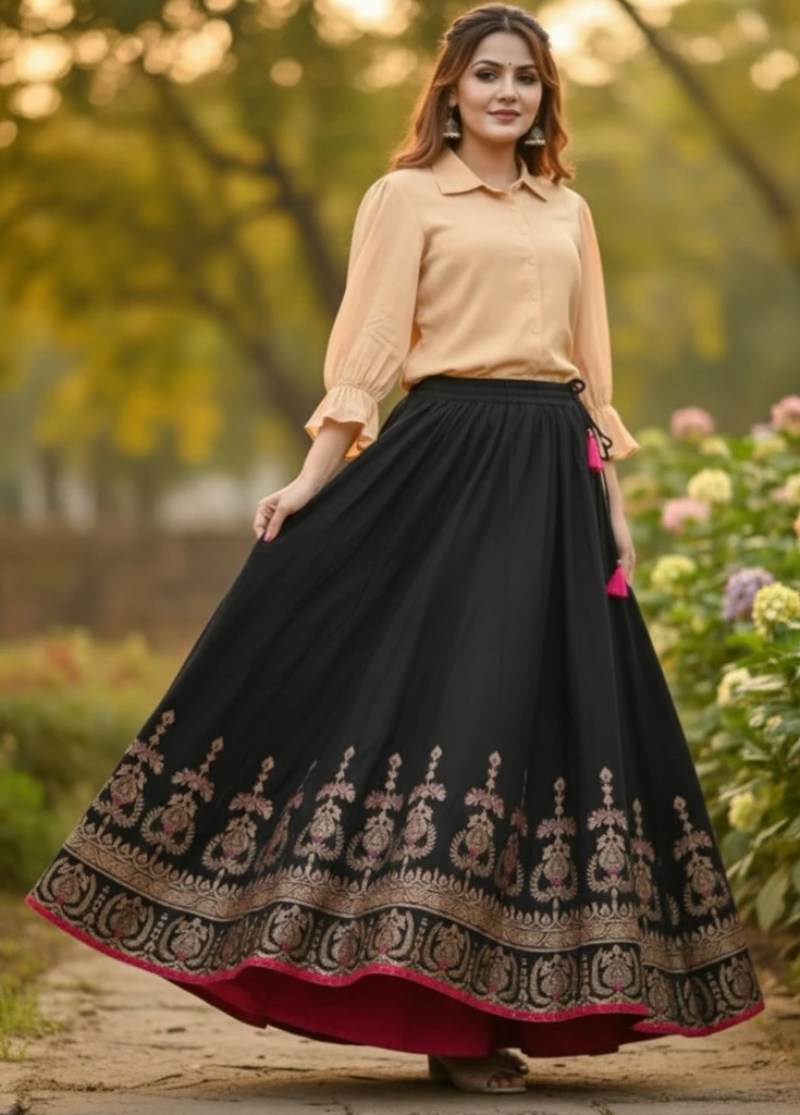 ALPHENIC Women Solid, Printed Regular Black Skirt