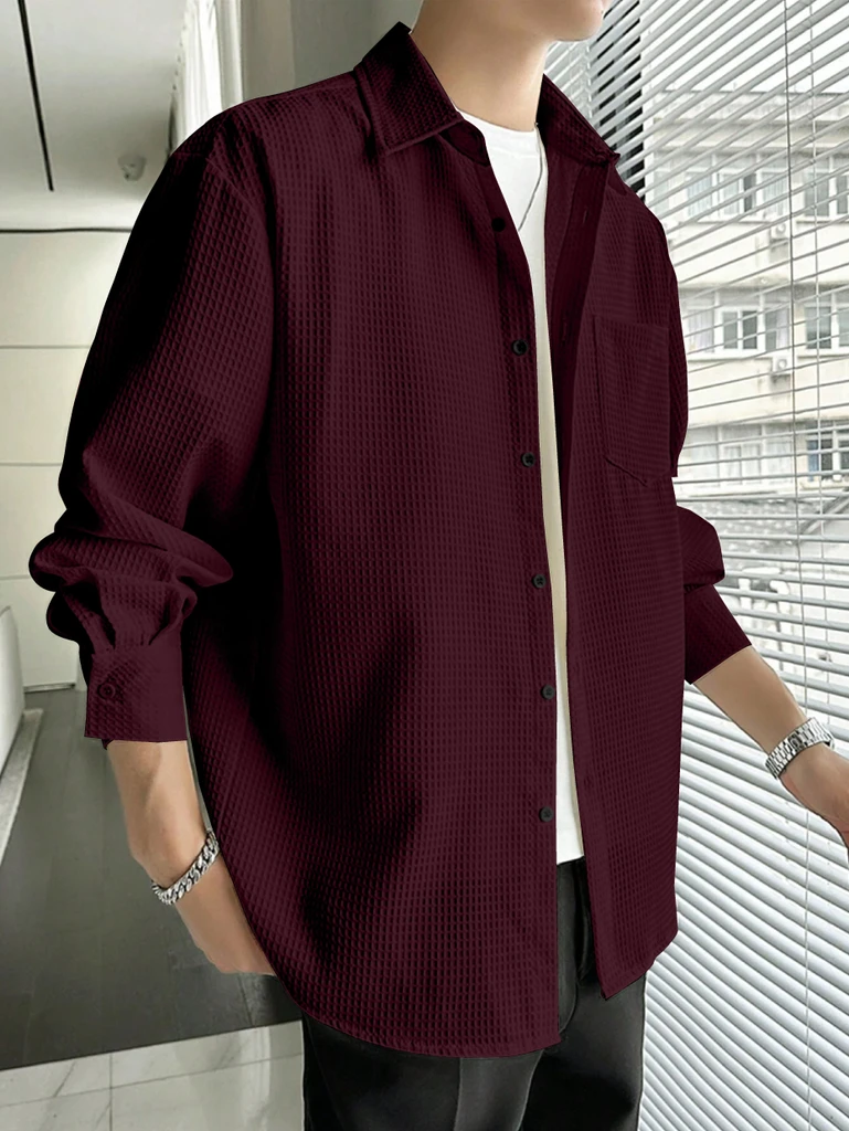 rocefas Men Regular Fit Solid Spread Collar Casual Shirt - Image 3